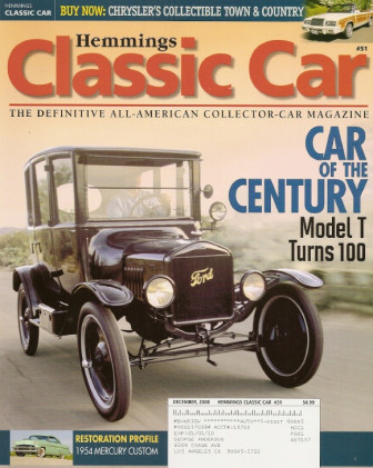 HEMMINGS CLASSIC CAR 2008 DEC - FORD MODEL T Spcl, CYCLONE CADDY, 54 MERC